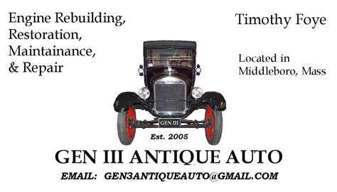 Model T Ford Restorations - Mass. - Services Offered - Antique Automobile Club of America ...