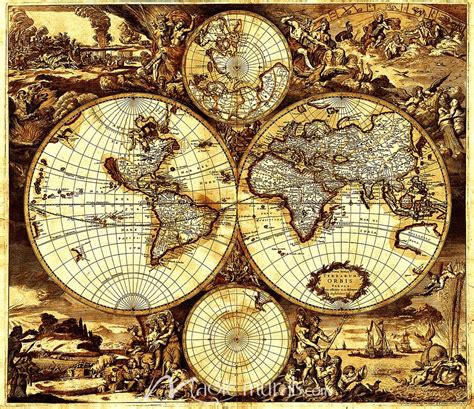 Sepia World Map Wallpaper Wall Mural by Magic Murals