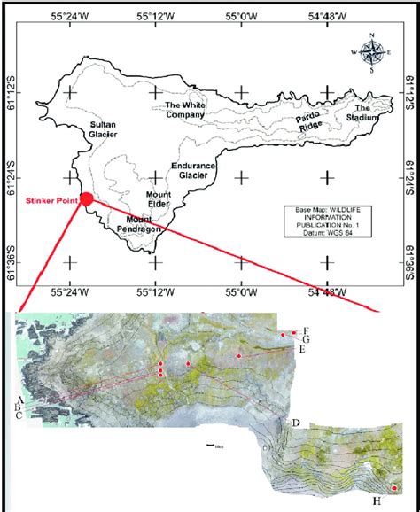 Map of Elephant Island, with the sample areas (A to H; red dots) in... | Download Scientific Diagram