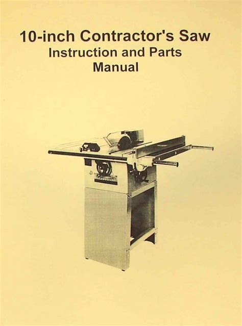 JET-Asian JTS-10 10" Contractor Table Saw Operator's & Parts Manual ...