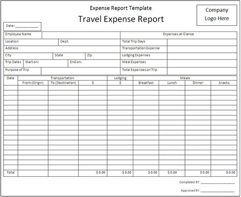 Expense Report Template - Excel PDF Formats