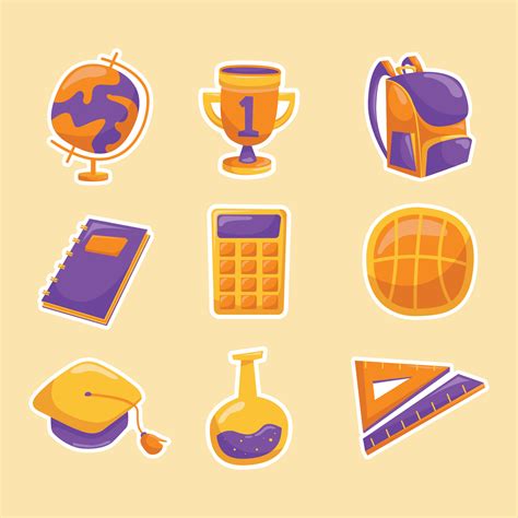 Set of School Tools Sticker 6174661 Vector Art at Vecteezy