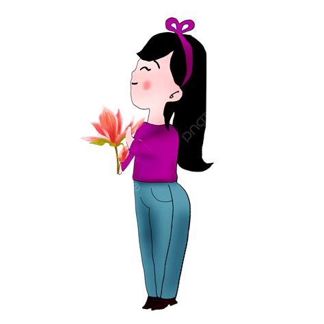 Girl Holding Flowers PNG Transparent, Girl Holding Flowers, Flowers ...