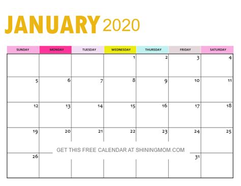 2020 Calendar Printable PDF in Beautiful Gold Theme!