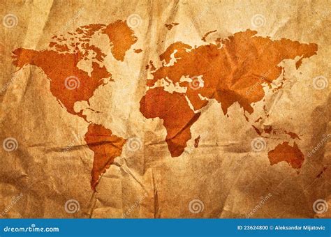 World Grunge Sepia Map Stock Photo - Image: 23624800