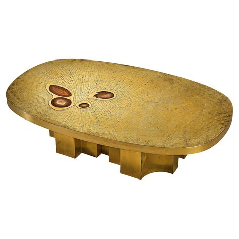 Large Jean Claude Dresse Coffee Table in Resin Inlayed with Agate For ...