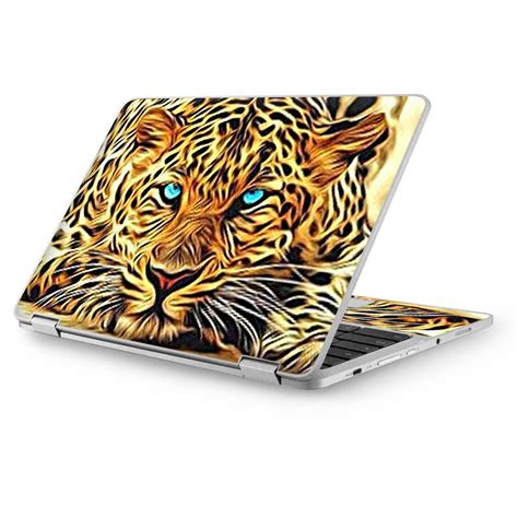 Skin Vinyl Sticker Cover Decal for Asus Chromebook 12.5 Laptop Notebook -Leopard with Blue Eyes ...