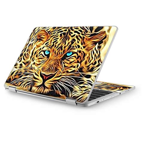 Skin Vinyl Sticker Cover Decal for Asus Chromebook 12.5 Laptop Notebook -Leopard with Blue Eyes ...