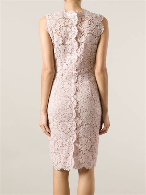 Valentino Lace Fitted Dress in Pink | Lyst