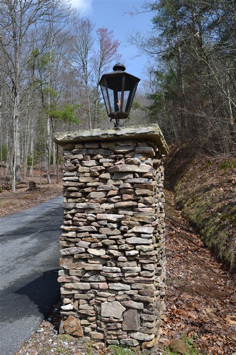 Copper Lantern and Stacked Stone Column for Driveway | Blog ...