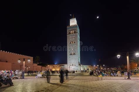 The Koutoubia Mosque or Kutubiyya Mosque at Night, it is the Largest ...