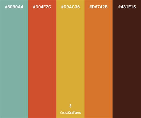 the color scheme for an orange, brown and green palette with different colors on it