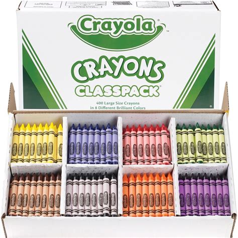 Crayola 8-Color Classpack Crayons - 4" Length - 0.4" Diameter - Red, Blue, Yellow, Orange, Green ...