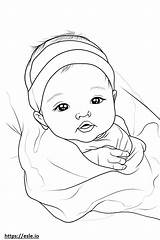 Newborn baby coloring Page sketch template