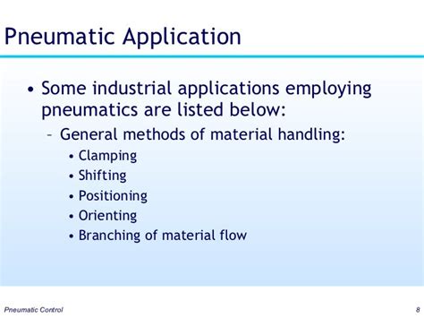 Pneumatic control