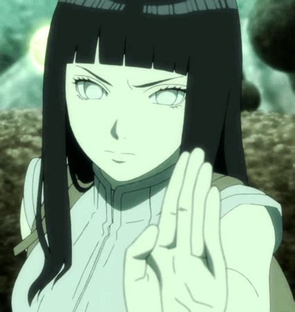 an anime character with long black hair making the vulcan hand sign in front of her