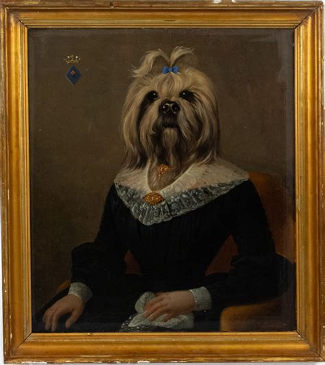 French victorian yorkshire terrier lady portrait