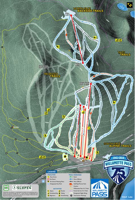 Willamette Pass Trail Map • Piste Map • Panoramic Mountain Map