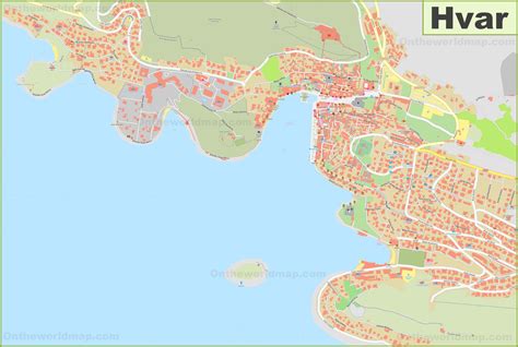 Large detailed map of Hvar