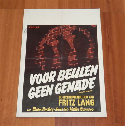 ORIGINAL MOVIE POSTER HANGMEN ALSO DIE! 1943 DUTCH FOLDED FRITZ LANG ...