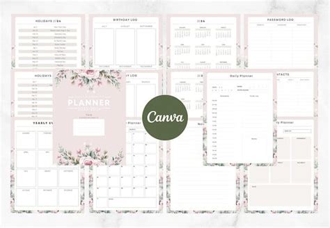 2023-2024 Planner Template 2023 Printable Planner Canva - Etsy | Planner template, Holiday ...