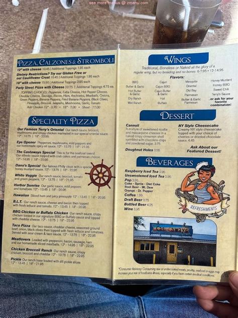 Online Menu of Castaways Restaurant, Conneaut, Ohio, 44030 - Zmenu