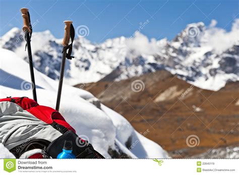Hiking in Himalayas Landscape Stock Image - Image of gear, outdoors: 22845119