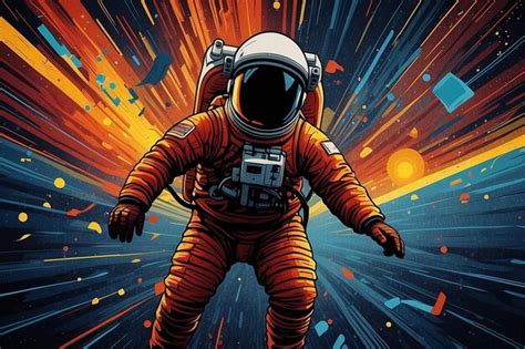 Premium AI Image | Retro poster astronaut on space background