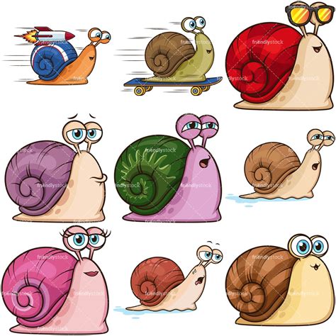 Cute Snails Cartoon Vector Clipart - FriendlyStock