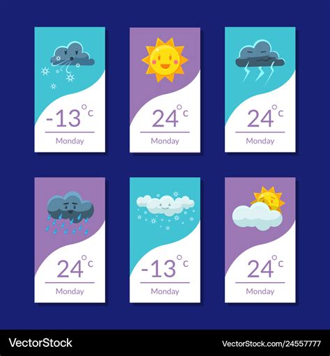 Weather forecast banners set temperature cloudy Vector Image