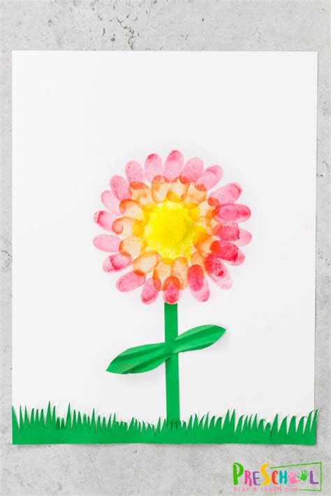 Zinnia Fingerprint Flower Craft for Preschoolers