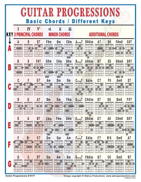 Walrus Productions Mini Laminated Guitar Progressions Chart | Sweetwater