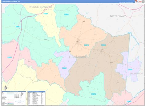 Lunenburg County, VA Wall Map Color Cast Style by MarketMAPS - MapSales