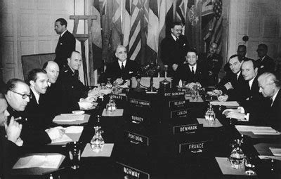 Representatives of the founding member countries of NATO, including ...