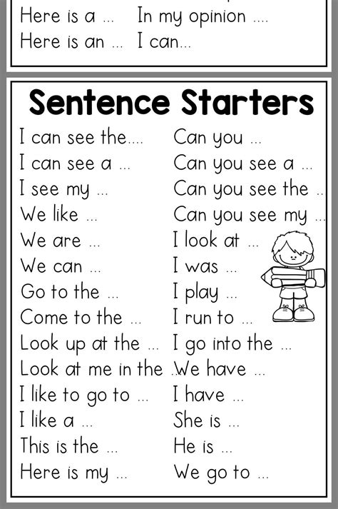 Sentence Starters For Writing Pdf