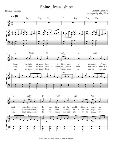 Shine, Jesus, shine - Graham Kendrick Sheet music for Piano, Vocals ...