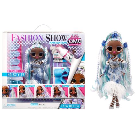 LOL Surprise OMG Fashion Show Hair Edition Lady Braids Fashion Doll with Transforming Hair - L.O ...