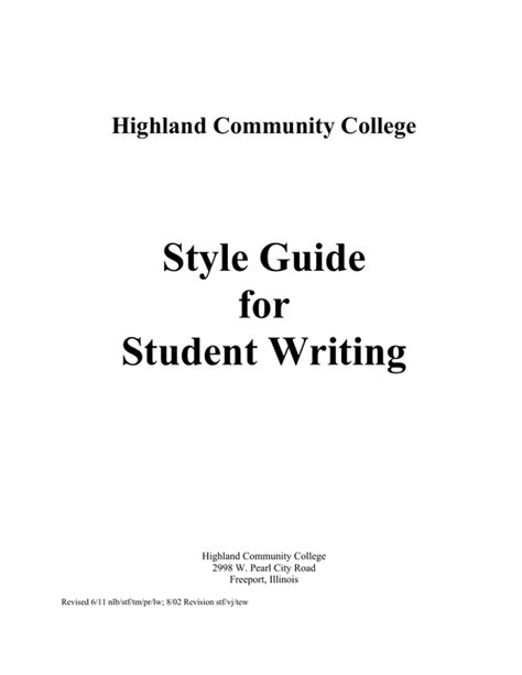 HCC Student Writing Style and Form Guide