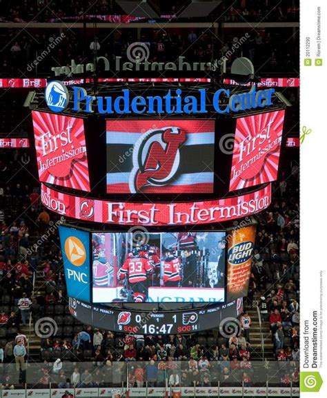 NHL scoreboard. Big scoreboard in Prudential center during New Jersey ...