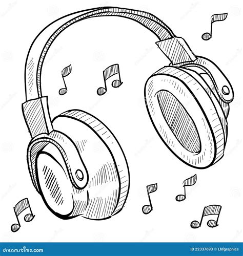 Headphones musical sketch stock vector. Illustration of phones - 22337693