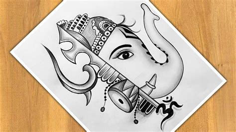 How To Draw Ganpati And Trishul | Step By Step | Easy Drawing ...