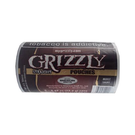 GRIZZLY STRAIGHT POUCHES 0.82OZ 5ct - Smokeless Snuff - Tobacco - Texas Wholesale