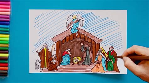 Nativity Scene Drawing, Christmas Art Projects for Kids: Charcoal Nativity - We did not find ...