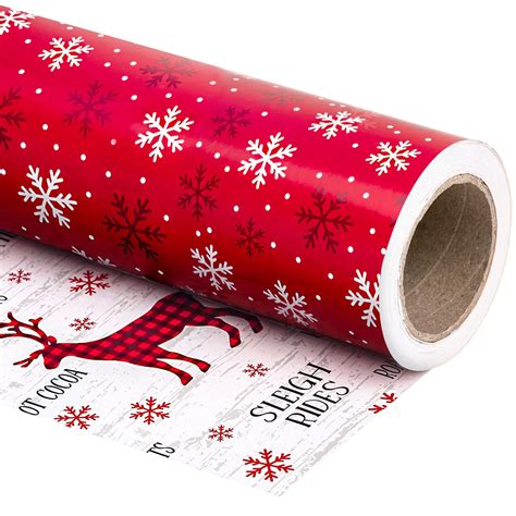 Snapklik.com : WRAPAHOLIC Reversible Christmas Wrapping Paper - Mini Roll - 17 Inch X 33 Feet ...