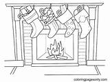Christmas Fireplace Coloring Page sketch template
