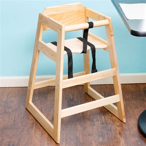 29 1/4" Stacking Restaurant Wood High Chair with Natural Finish ...