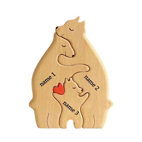 Wooden Bear Family Puzzle,custom Bear Figurines,personalized Wooden ...