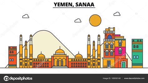 Yemen, Sanaa. City skyline: architecture, buildings, streets ...