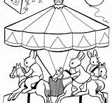 Merry Go Round Line Art Sketch Coloring Page sketch template
