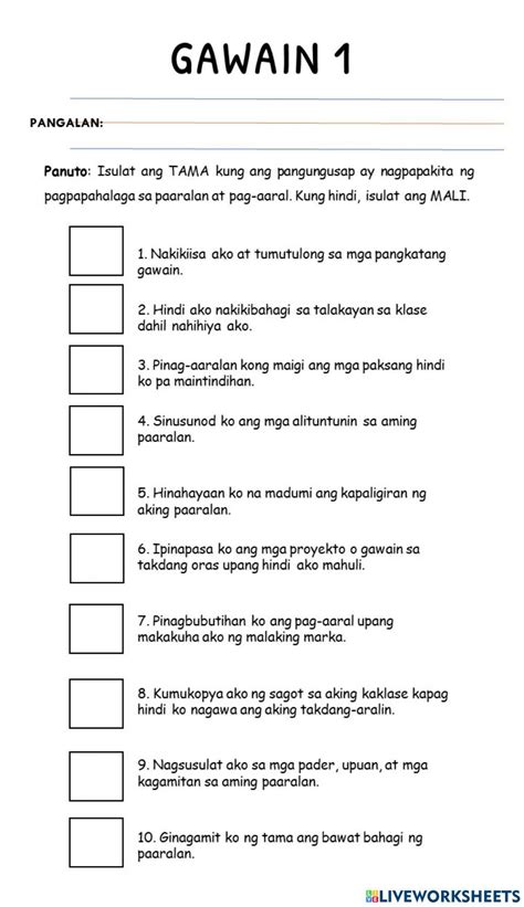 G1-Q3W7-Aralin 16 - Mahalaga ang Aking Paaralan-ACTIVITIES worksheet